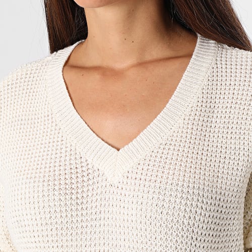 Pull Col V Femme Leanna Beige