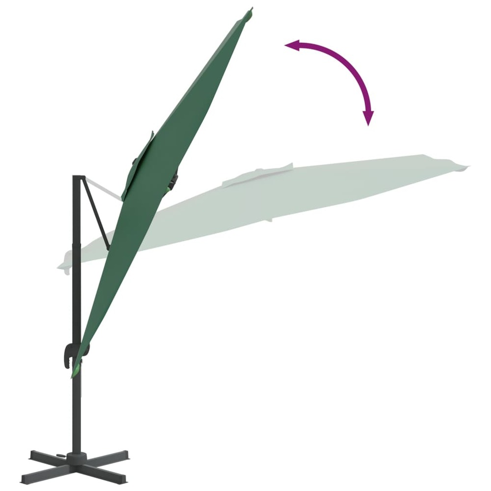 Parasol meuble de jardin cantilever à led 400 x 300 cm vert
