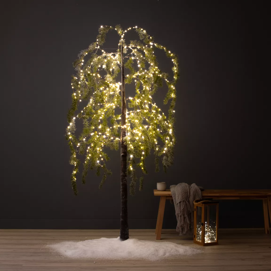 Arbre lumineux 600 LED (H180 cm) Bouleau enneigé Blanc chaud