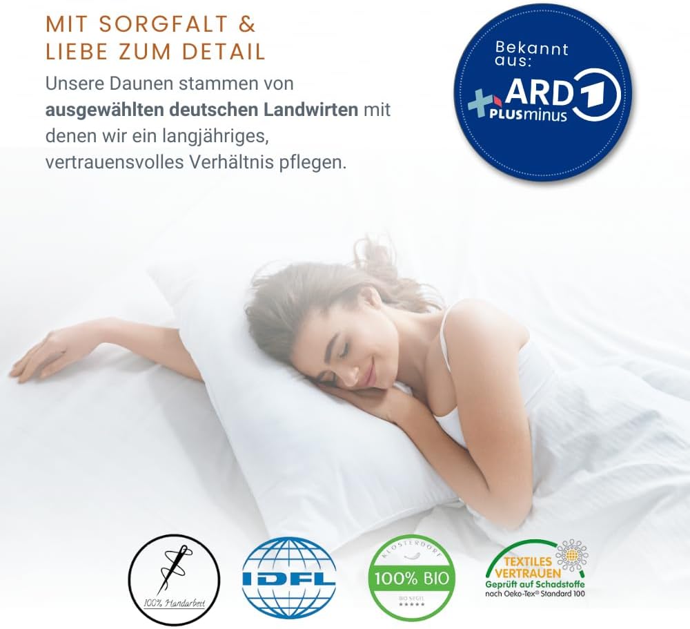 Klosterdorf Bettenmanufaktur Premium Winterdecke ''Heimatliebe'' - 135x200 cm - 720 Gramm - WARM - Daunendecke - Bettdecke - Handarbeit aus Deutschland - Für einen gesunden Schlaf