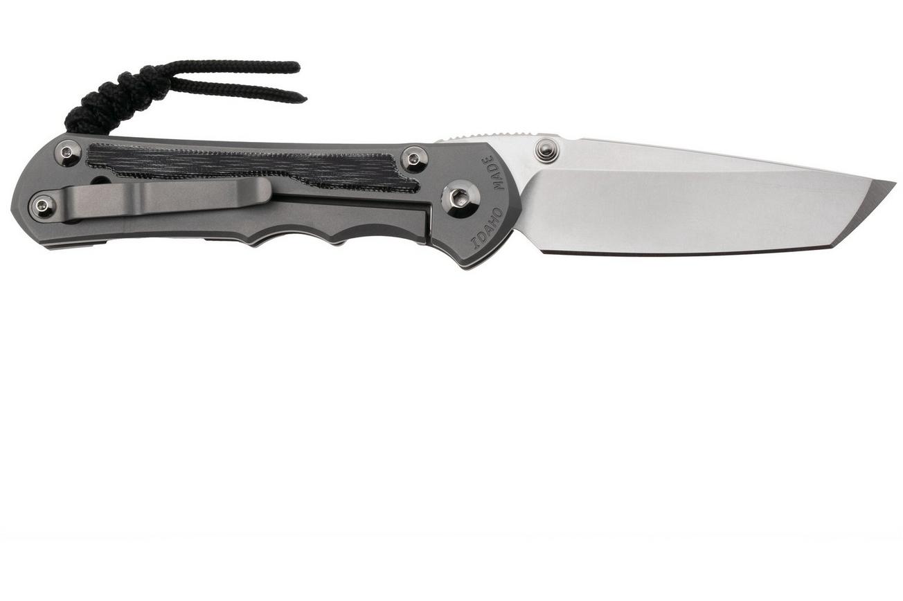 Chris Reeve Large Inkosi SIN-1132 CPM MagnaCut Tanto, Glass Blasted Titanium, Black Canvas Micarta Inlay, zakmes