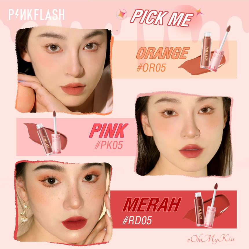 PINKFLASH - Heet blijvende matte lippencrème - 6 kleuren