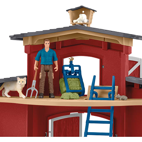 Schleich rød lade med tilbehør 42606