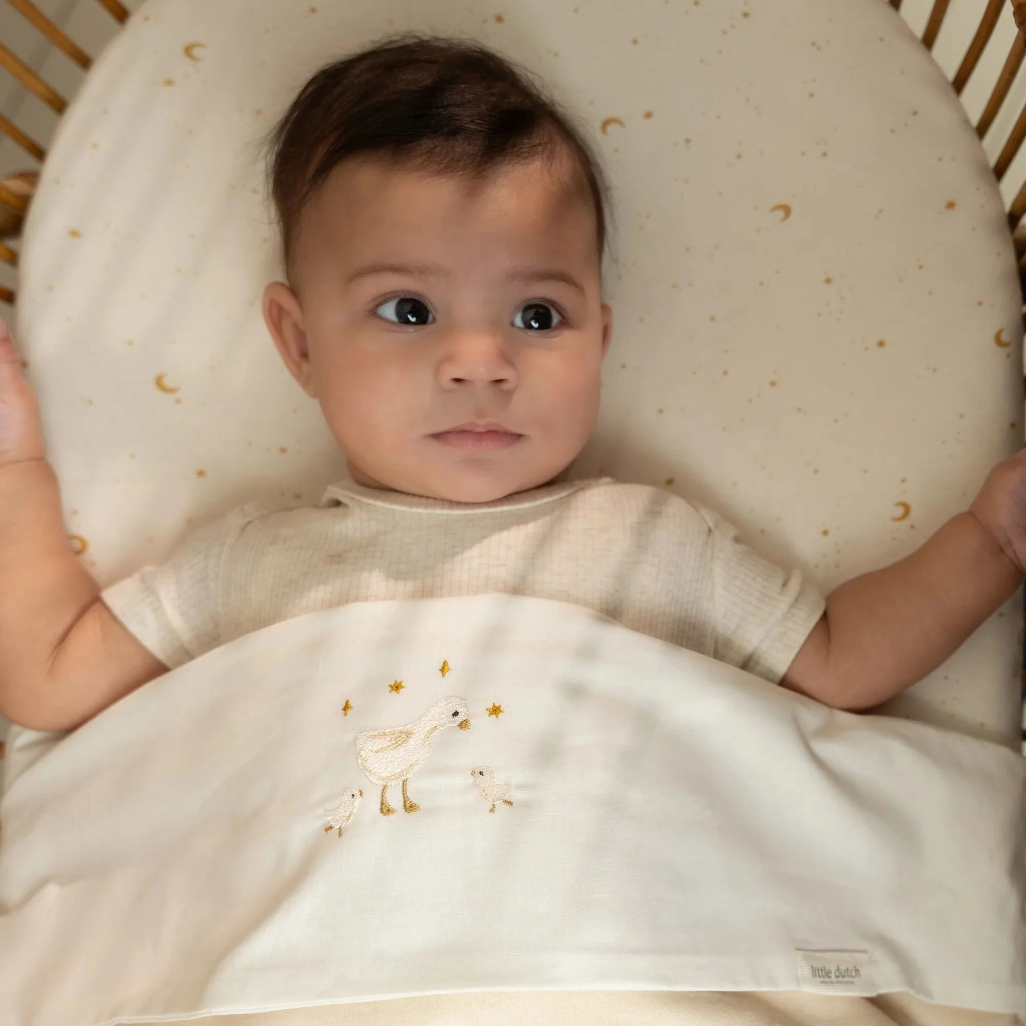Ledikant hoeslaken – Wit – Newborn Naturals – Little Goose | Kopen? | Little Dutch