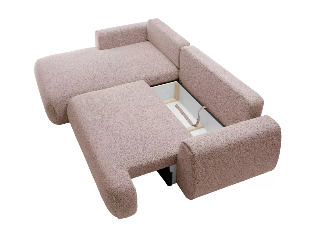 Canapé d'angle gauche convertible en tissu texturé rose MONELIA
