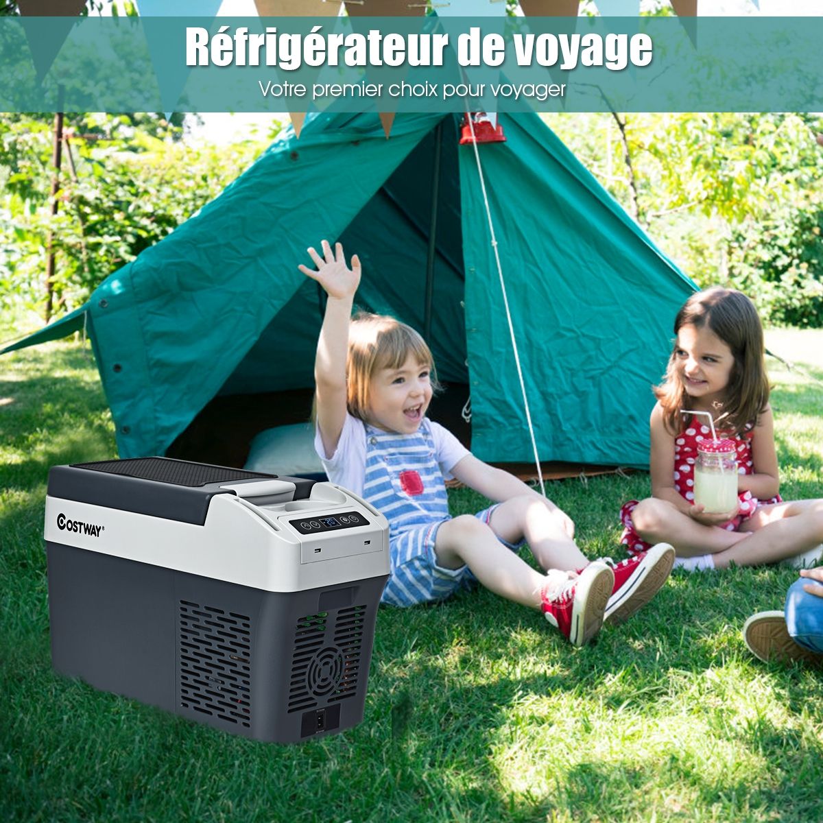 Réfrigérateur Congélateur de Voiture 12L Portable Compresseur -20°C à +10°C Ampoules LED  2 Porte-gobelets 23x53x36cm - Lidl-Manfred