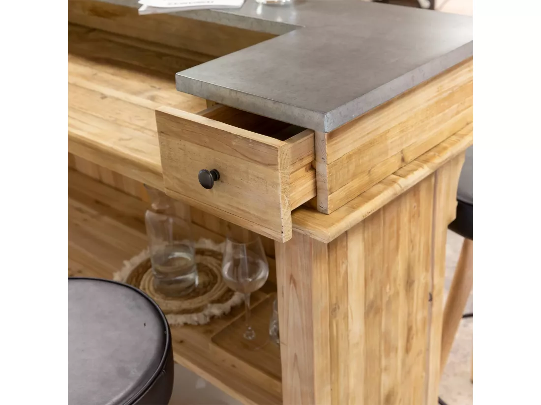 Meuble bar en bois recyclé 180 cm Garance
