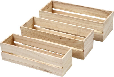 Trækasser - H 6,5+7+7,5 CM - L 22+23,5+25 CM - B 7+8,5+10 CM - 3 Stk