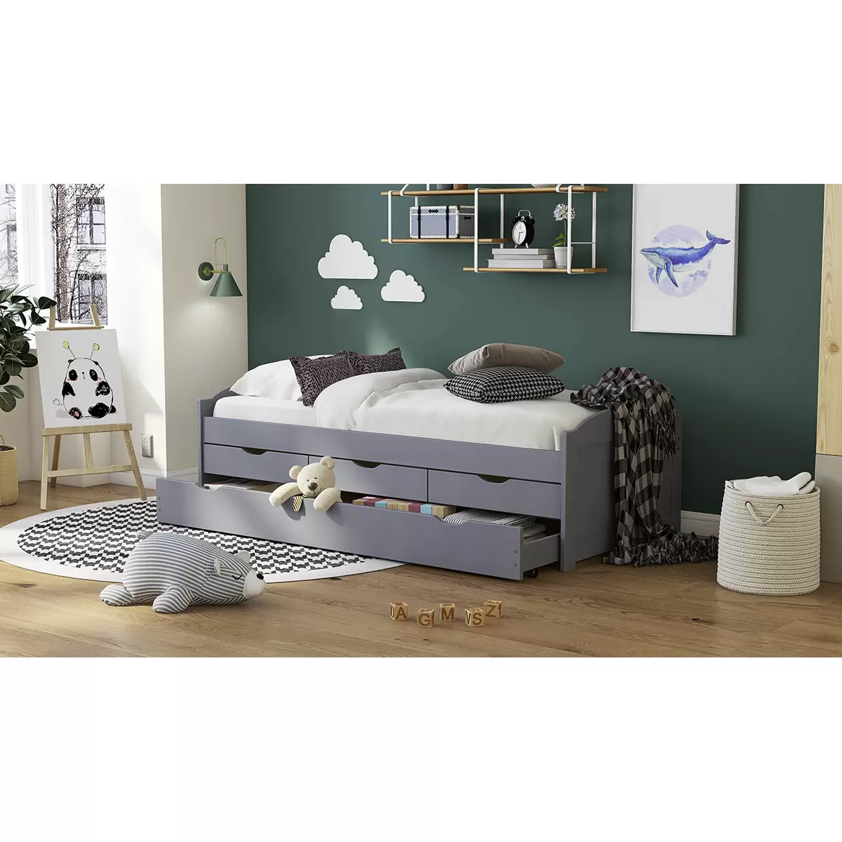 Funktionsbett Lena 90x200 Grau