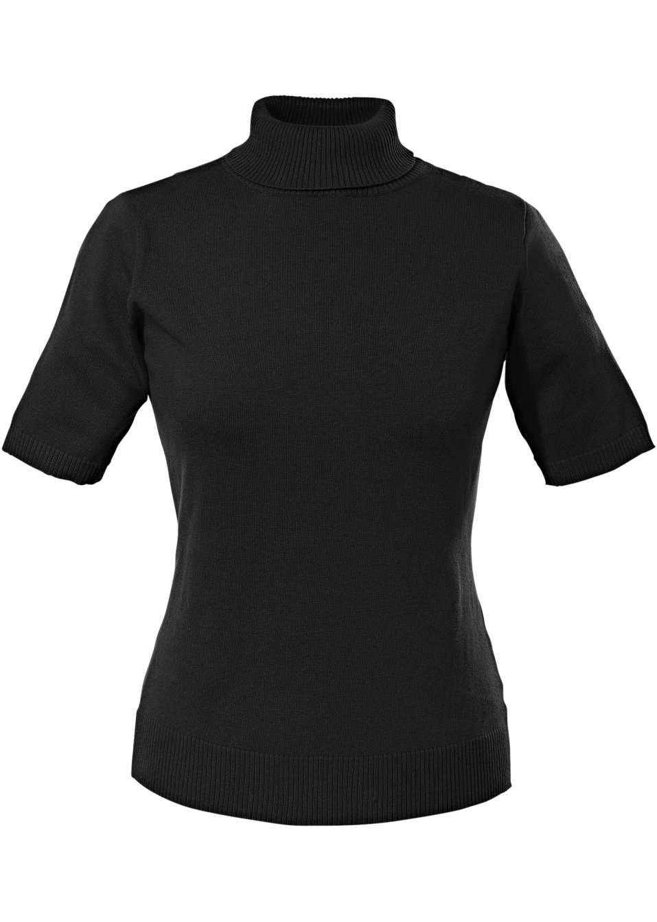Pull col roulé, manches courtes