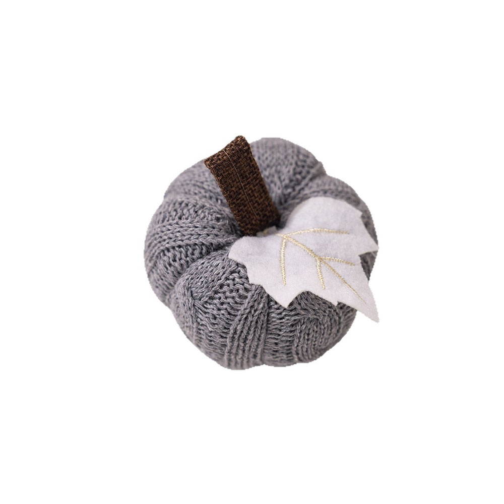 (Ø85x70mm) Strick Herbst Kürbis Deko Aufsteller Home Accessoire Thanksgiving Tischdekoration - Grau