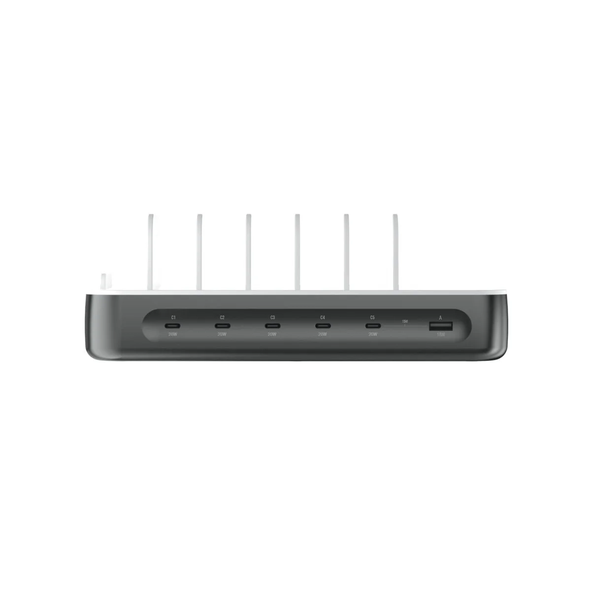 (100W) 5x USB C / USB A Team Ladegerät Universal Ladestation Ladeständer (4S541277) - Weiss / Grau