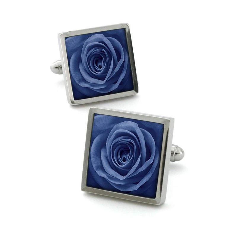 Boutons de manchette, Rose unique Bleu
