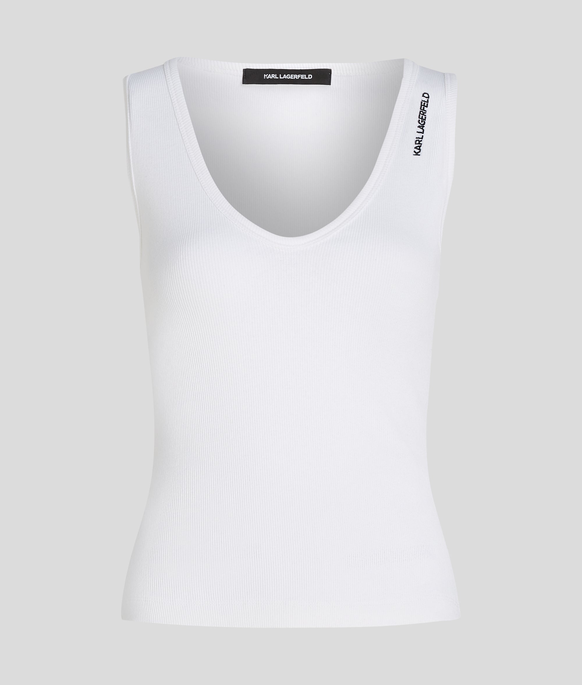 Ribstof tanktop met V-hals