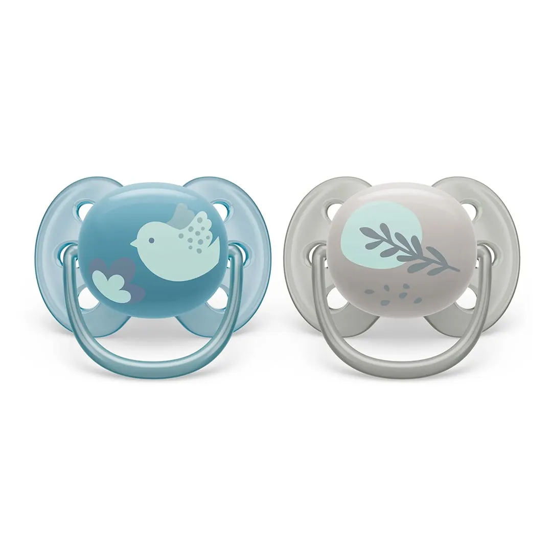 Philips Avent Suce Ultra Douce 6-18 mois Colombe Bleue  Feuille Argentée (2)