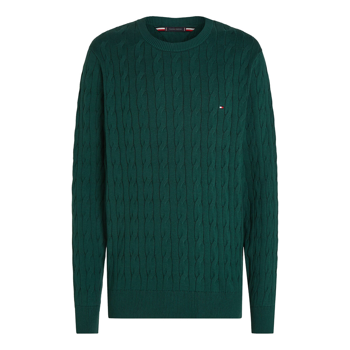 TOMMY HILFIGER<br>Suéter com gola redonda em malha texturizada