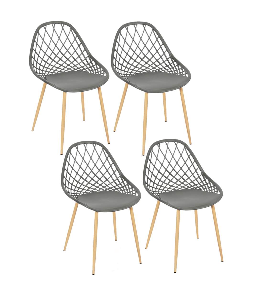 Lot de 4 chaises d'extérieur Malaga en polypropylène - Gris