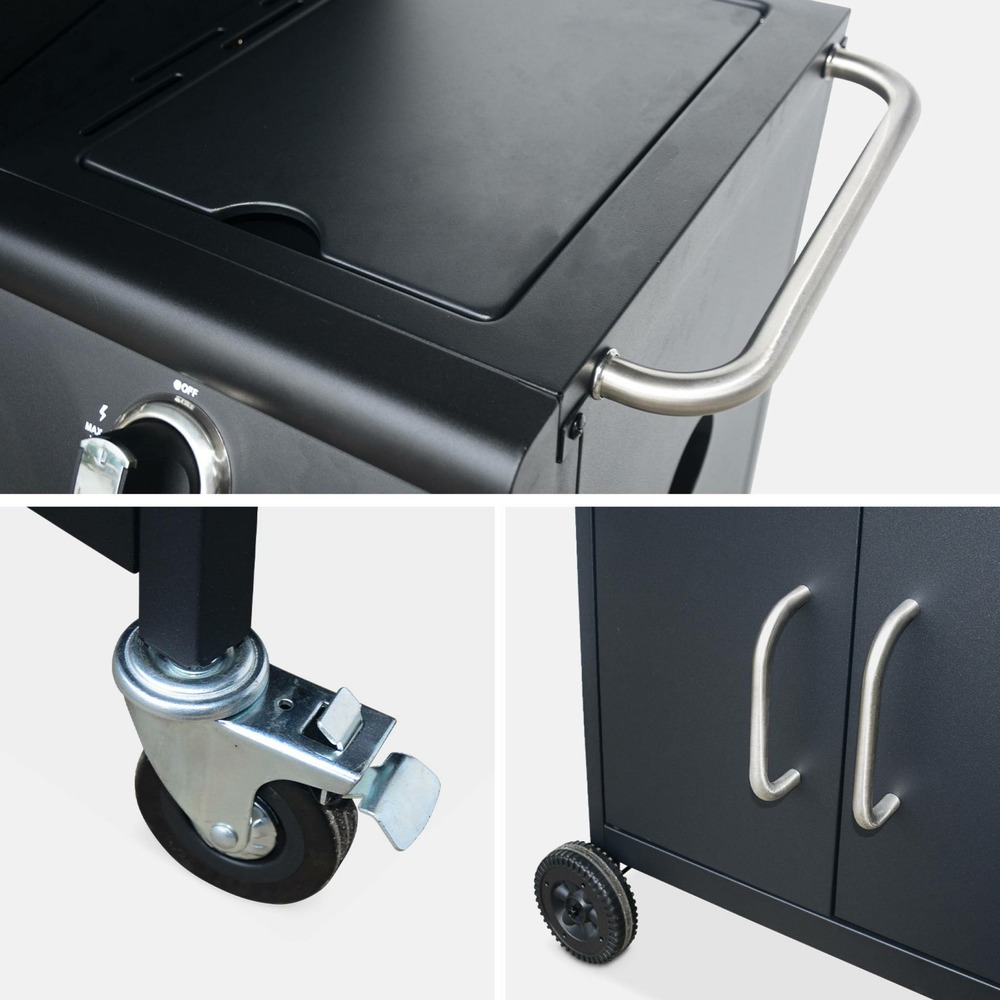 Barbecue gaz foucault. En acier inoxydable. 5 brûleurs 145x88x151