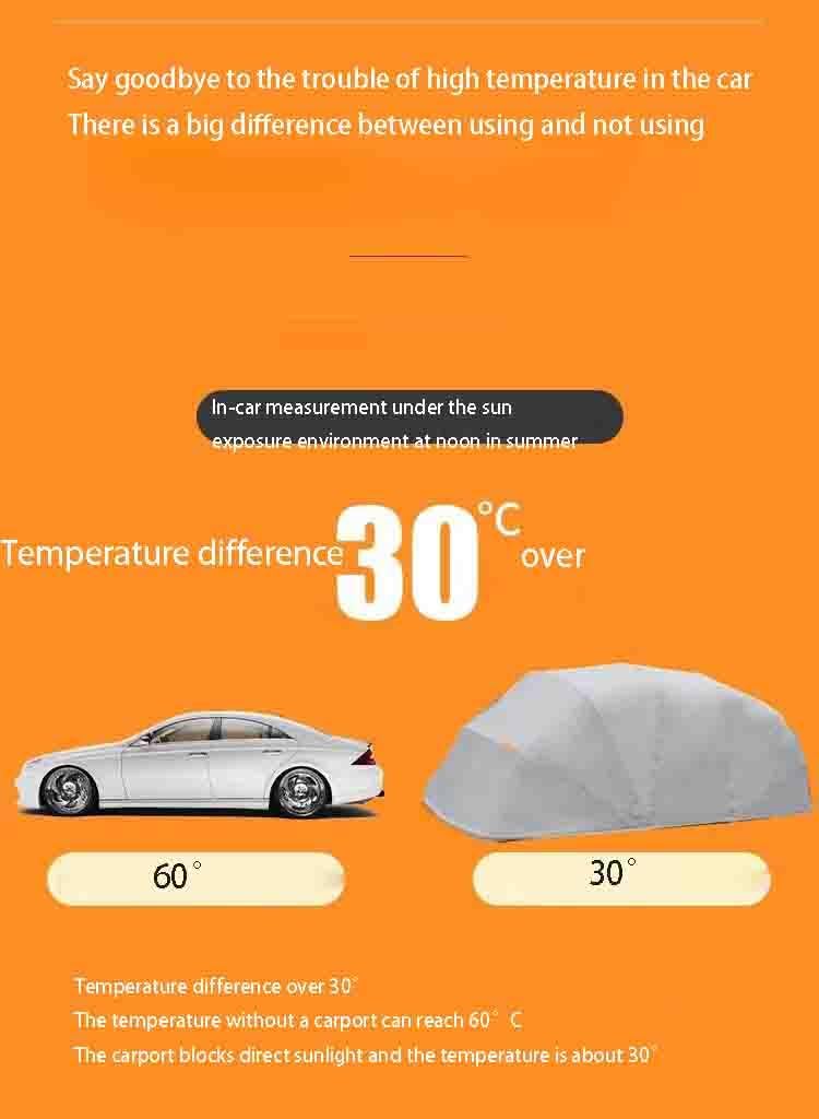 CAULO Vollautomatischer, Ferngesteuerter, wetterfester Carport, Autoüberdachung, Autogarage, Autoschuppen, faltbar, einziehbar, abschließbar (Silver)