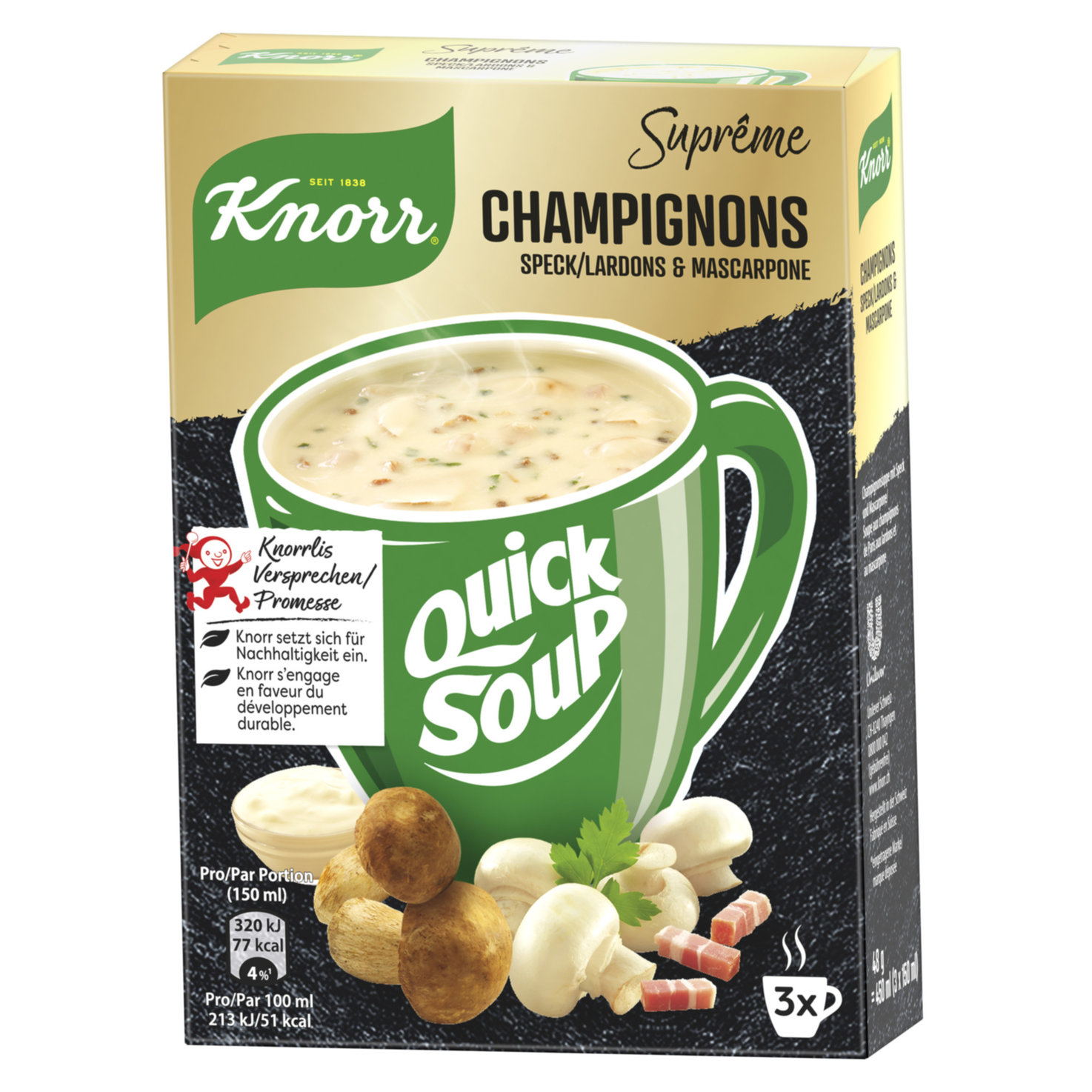 Knorr Suprême Quick Soup Champignon Speck und Mascarpone