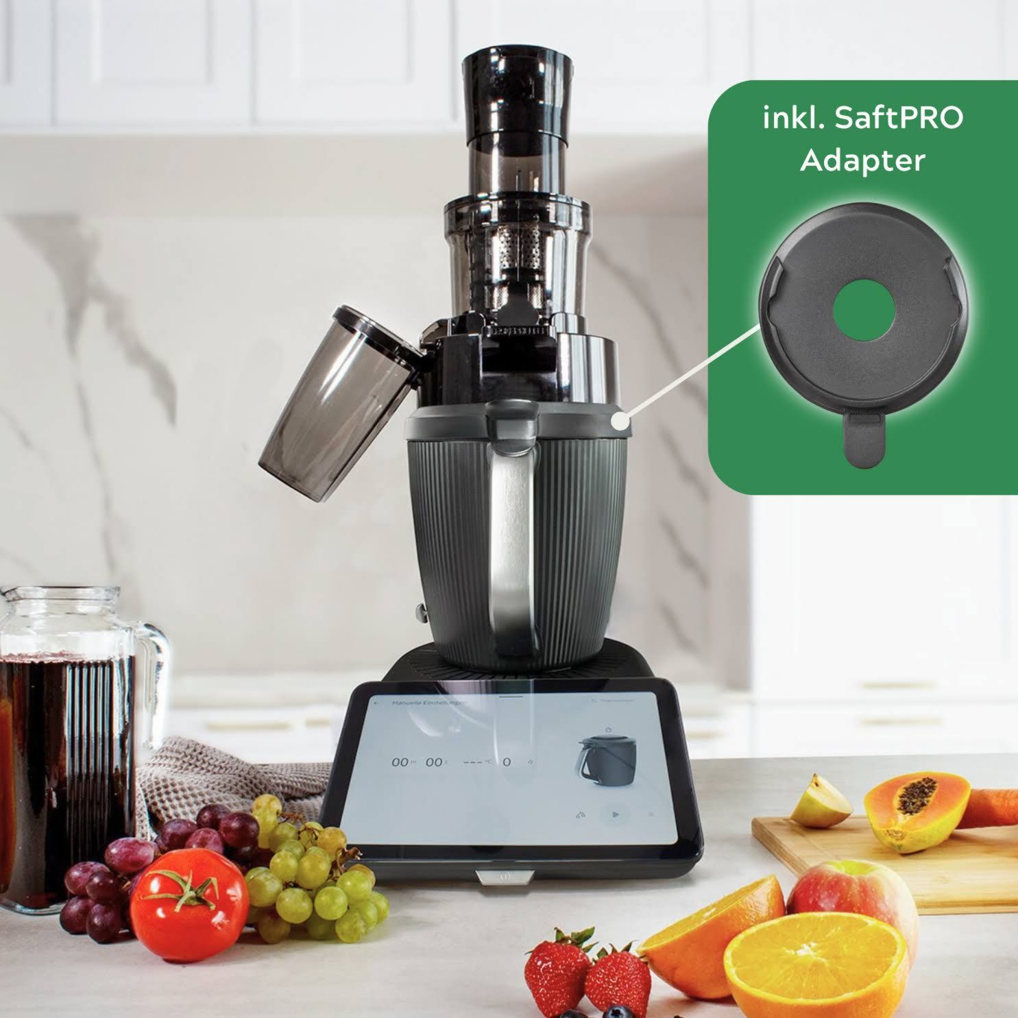 Leckerhelfer SaftPRO Slowjuicer – Kompatibel mit Thermomix TM5 TM6 & TM7 Frisch gepresste Säfte ohne Aufwand