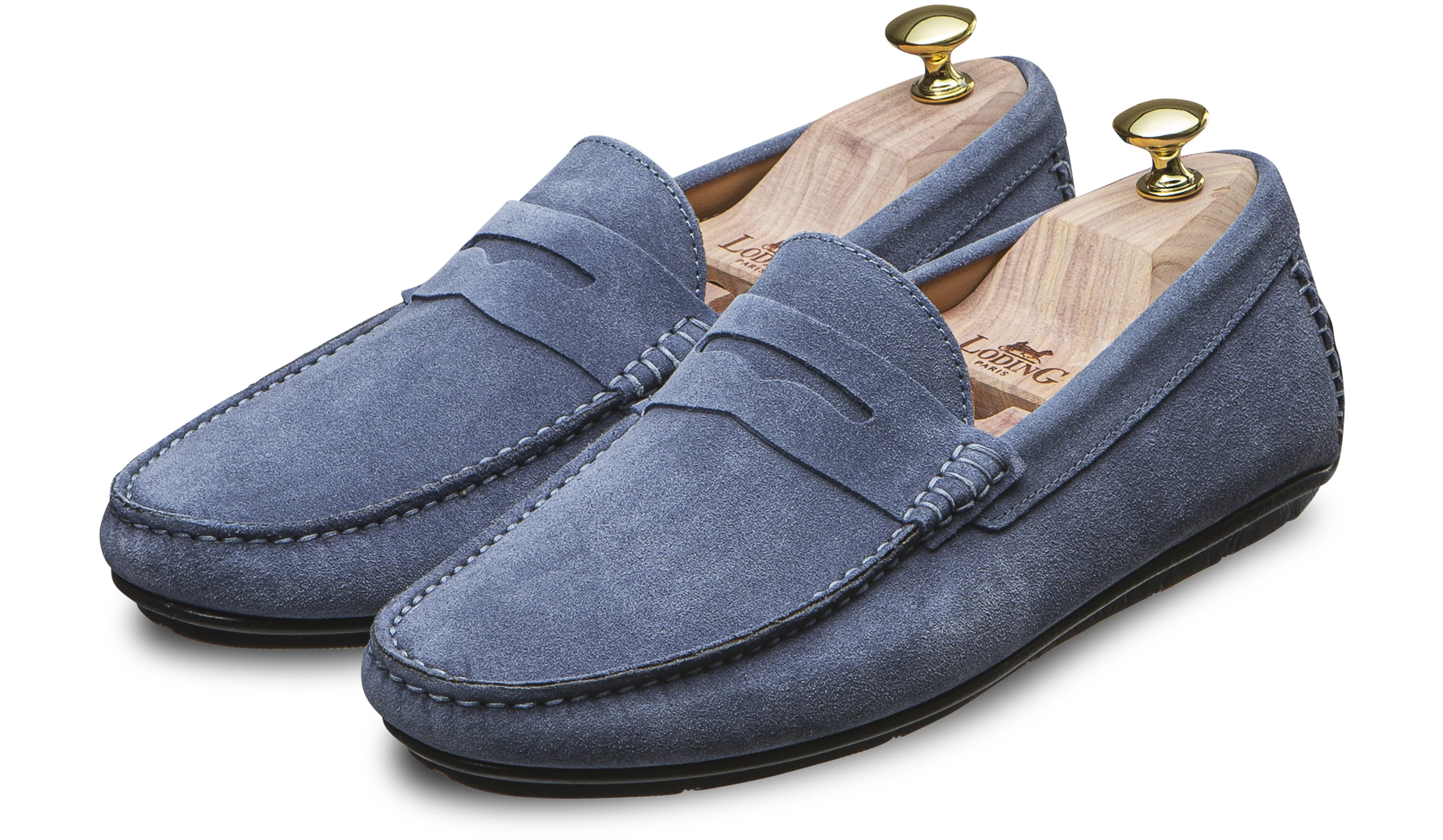 Mocassin d'été driver homme velours bleu ciel Fiorano 700
