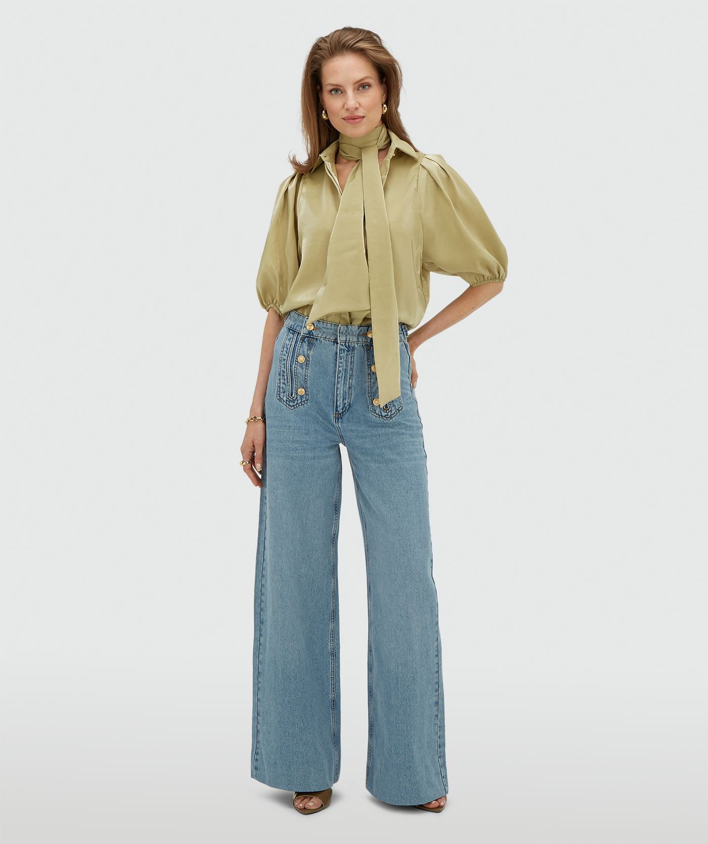 JV-RUMO high waisted wide leg jeans - light blue denim