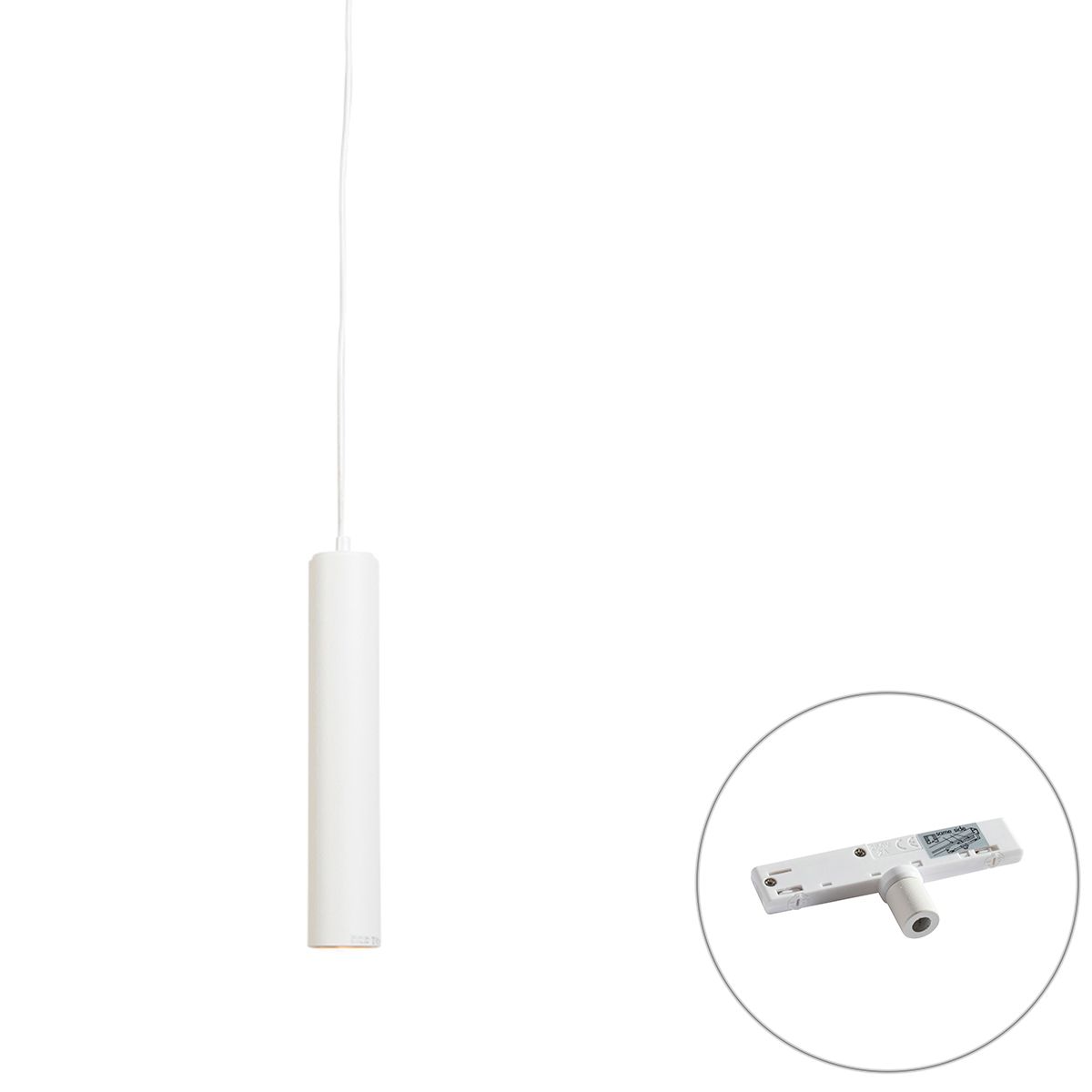 Design hanglamp wit incl. rail adapter 1-fase - Slimline Tuba small