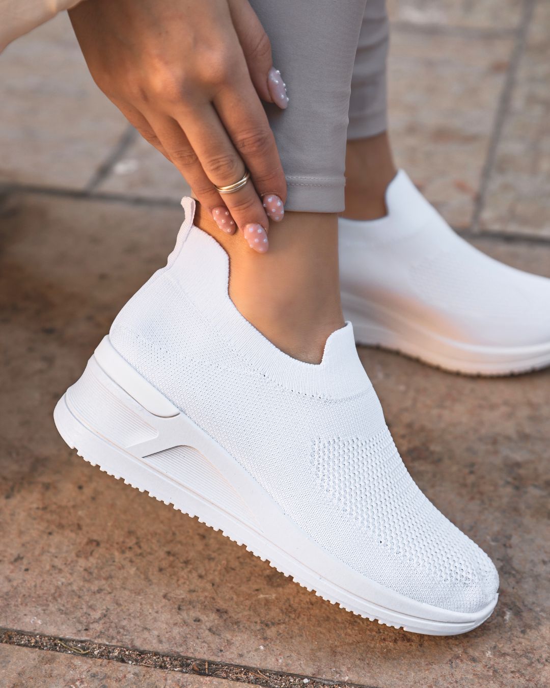 Basket femme blanche en toile blanche sport - Allie