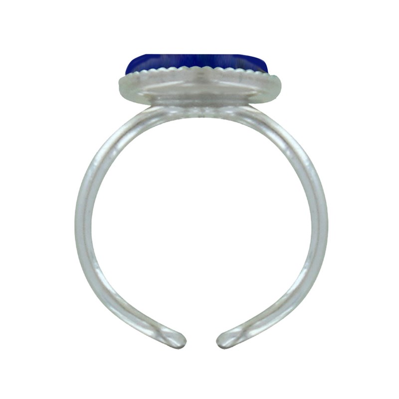 Bague Argent Rond Dentelé de Lapis Lazuli