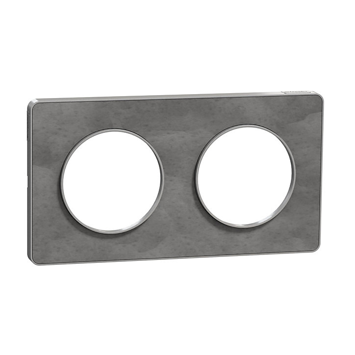 Plaque de finition double Schneider Electric Odace Touch ardoise liseré aluminium