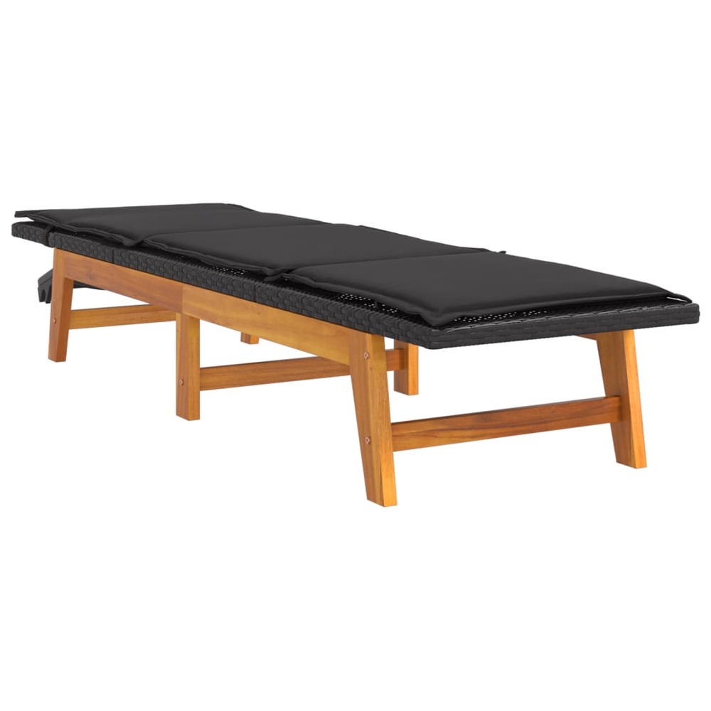 Transat chaise longue bain de soleil lit de jardin terrasse meuble d'extérieur avec table résine tressée et bois massif d'aca