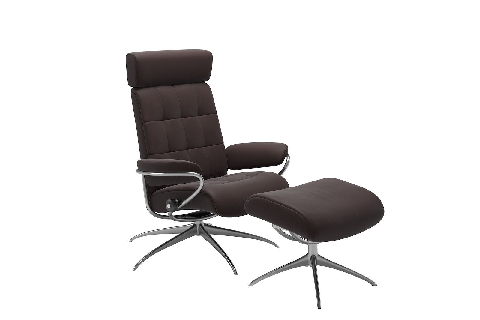 London lenestol m/krakk Hud Paloma Chocolate - Star - Chrome