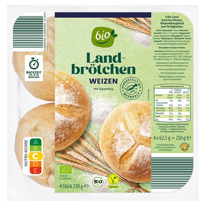 BIO Bio-Landbrötchen 250 g, Weizen
