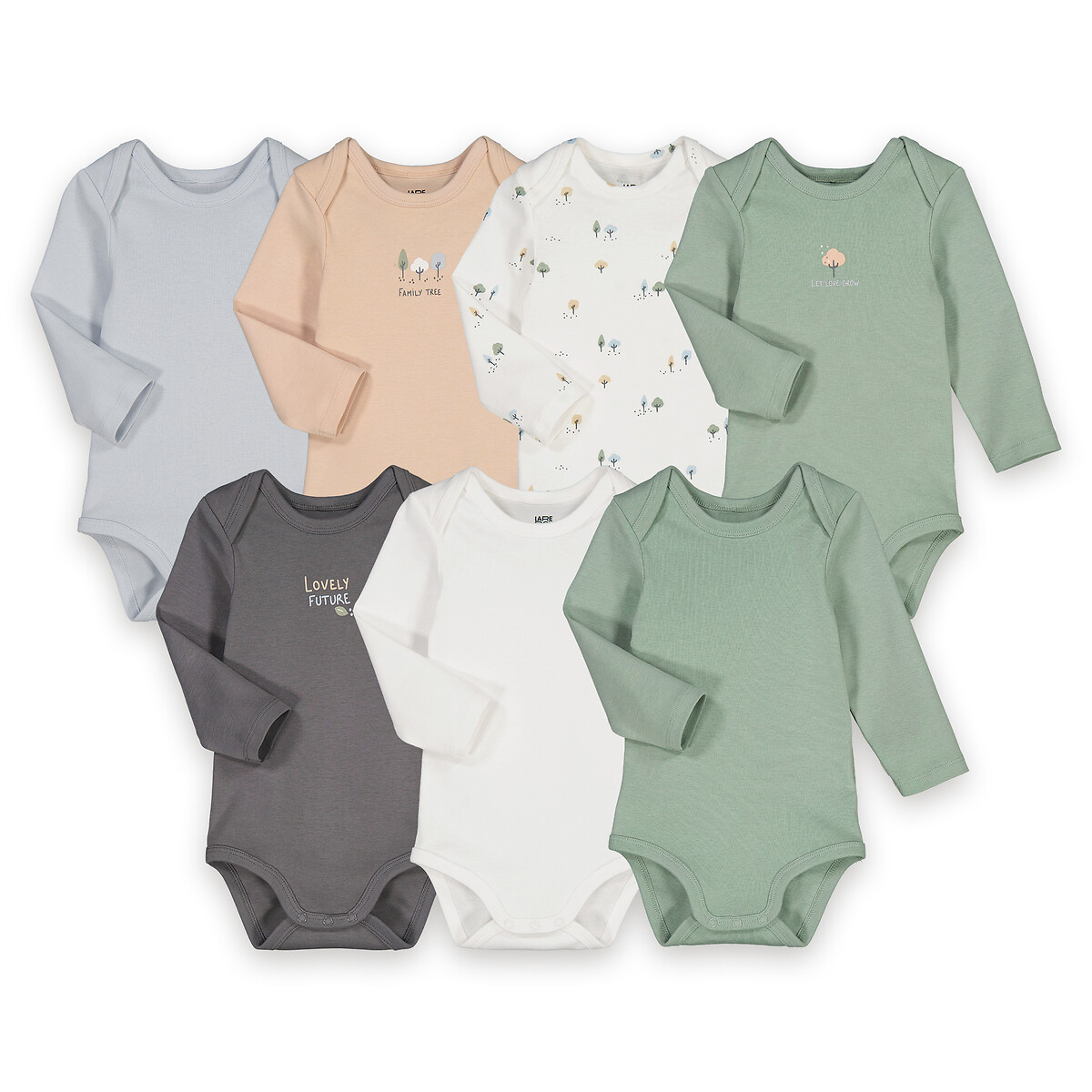 COLEÇÃO LA REDOUTE<br>Conjunto de 7 bodies de manga comprida estampados