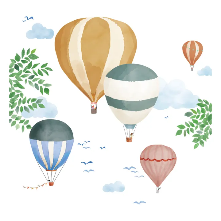 MIMI'lou Sticker géant Montgolfière Aquarelle