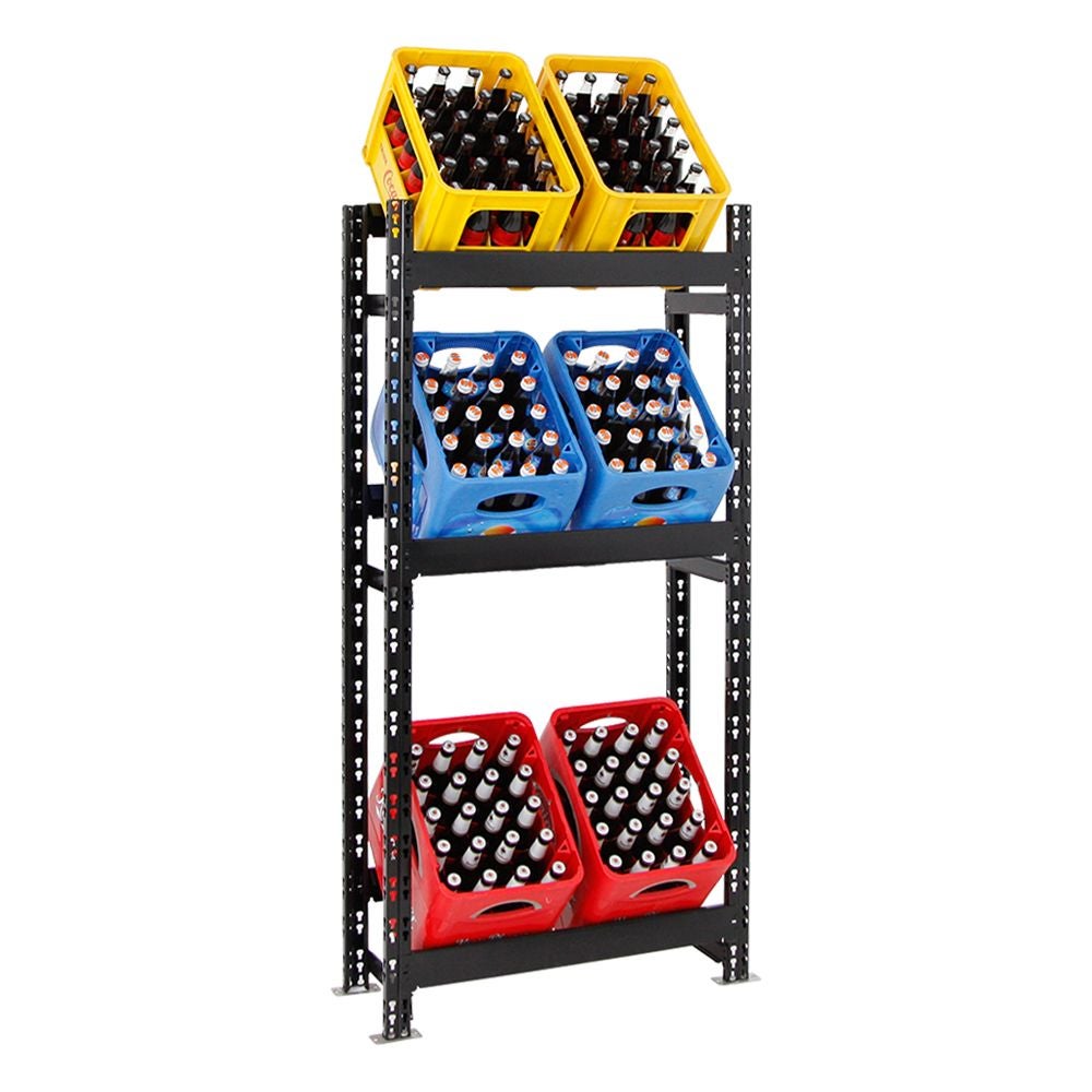 PROREGAL Drankkrattenrek, model Tegernsee, HxBxD 160 x 80 x 30 cm, 6 kratten, zwart