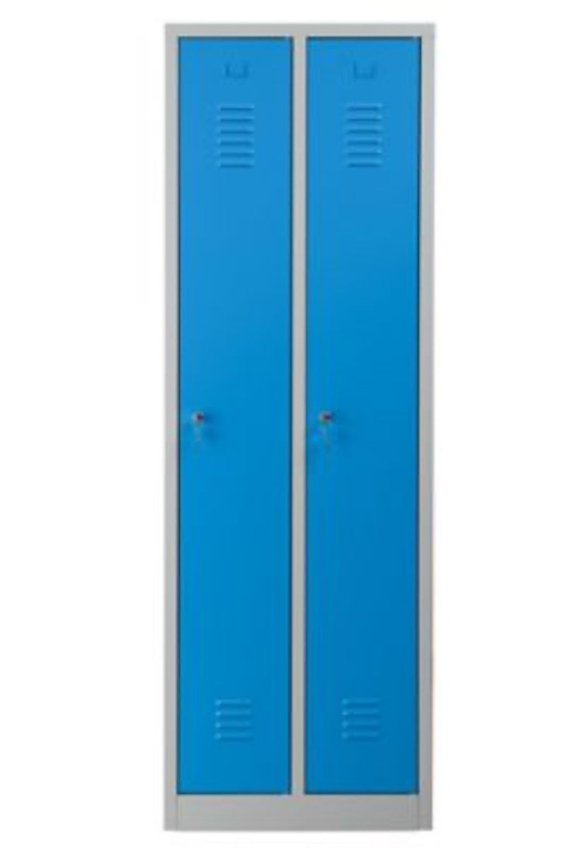 PROREGAL Garderobekast Camel 2 compartimenten HxBxD 180 x 60 x 50 cm Cilinderslot Grijs-Lichtblauw