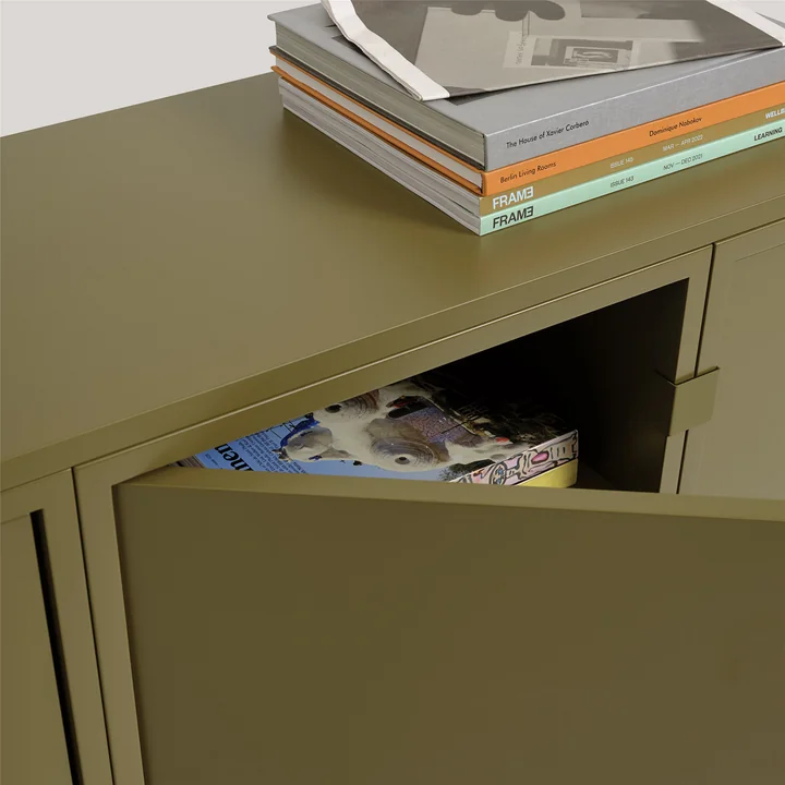 Muuto - Stacked System Regalmodul mit Tür, medium / braungrün