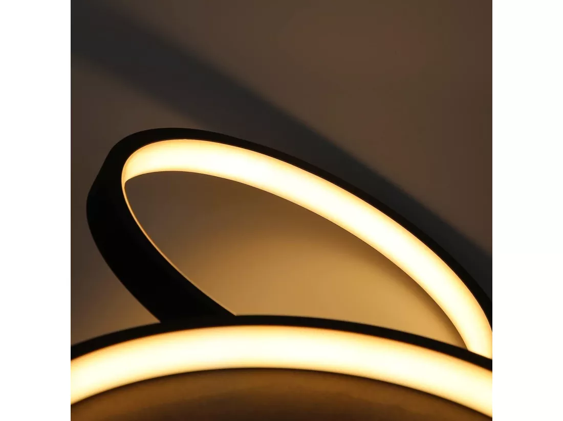 NETTLIFE Plafonnier LED Salon Noir Chaud 29 W Moderne avec 4 Anneaux Lampe Design Lampe de Chambre Décorative pour Chambre d'enfant Cuisine