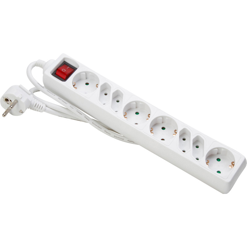 Tafelcontactdoos 4V euro + 4V RA schakelaar 1,5m H05VV-F3G1,0