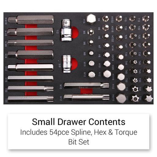 Conjunto de ferramentas para máquinas Daytona D520PSKIT com 520 peças, armário de 6 gavetas e armário de rolos com 7 gavetas.