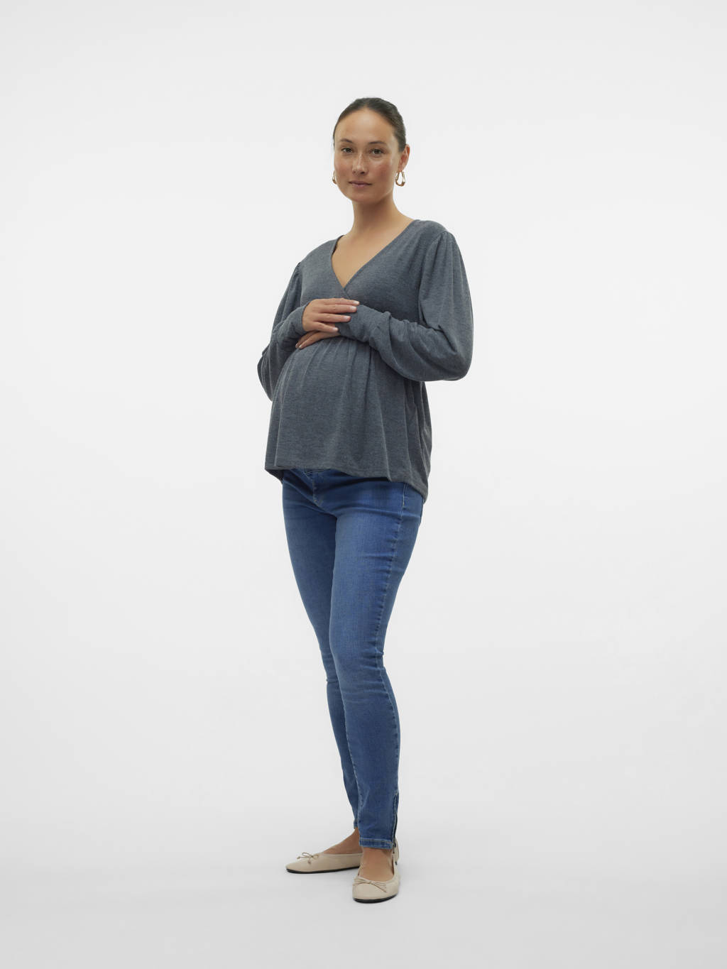 VERO MODA MATERNITY high waist zwangerschaps skinny jeans VMMPOSH medium blue denim