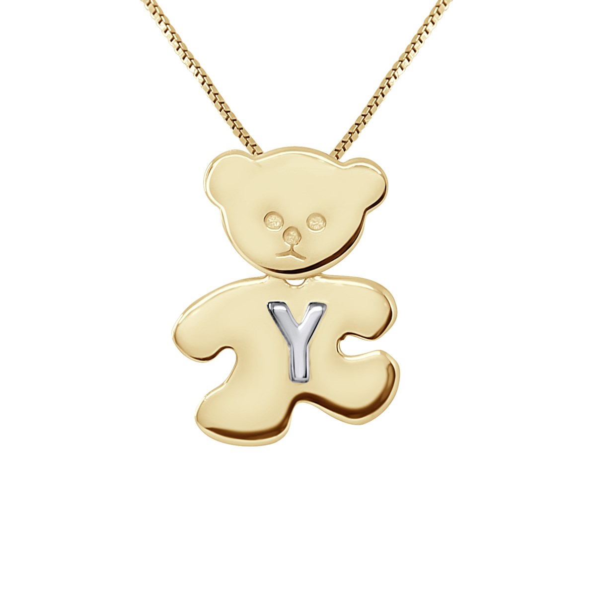 Pendentif OURSON plaqué Or Jaune - Lettre Y Argent