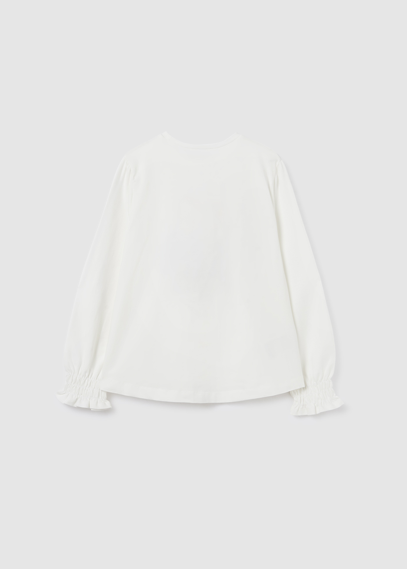 Camiseta de manga comprida para meninas, feita de algodão sustentável.