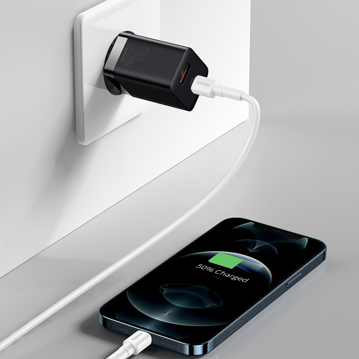 (30W) USB A / USB C Quick Charge QC 3.0 Ladegerät mit Power Delivery 3.0 - Schwarz