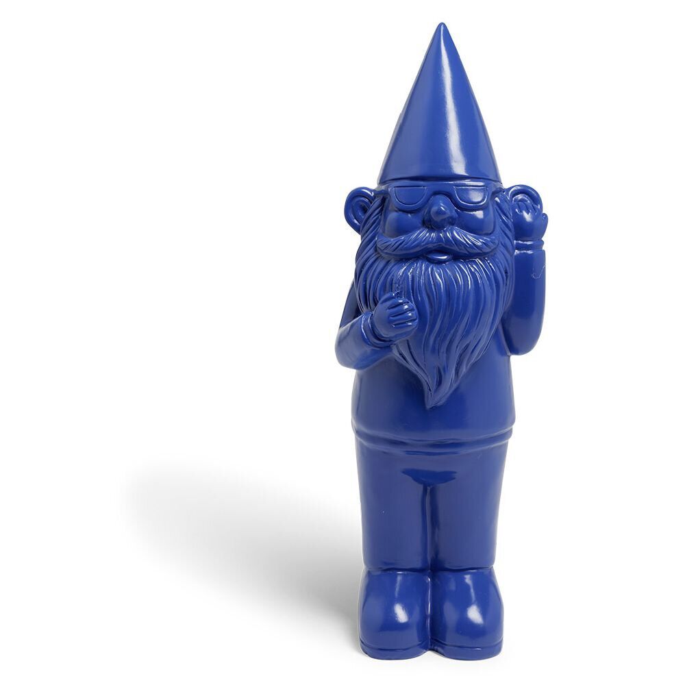 Nain à lunettes décoratif H15cm plastique bleu