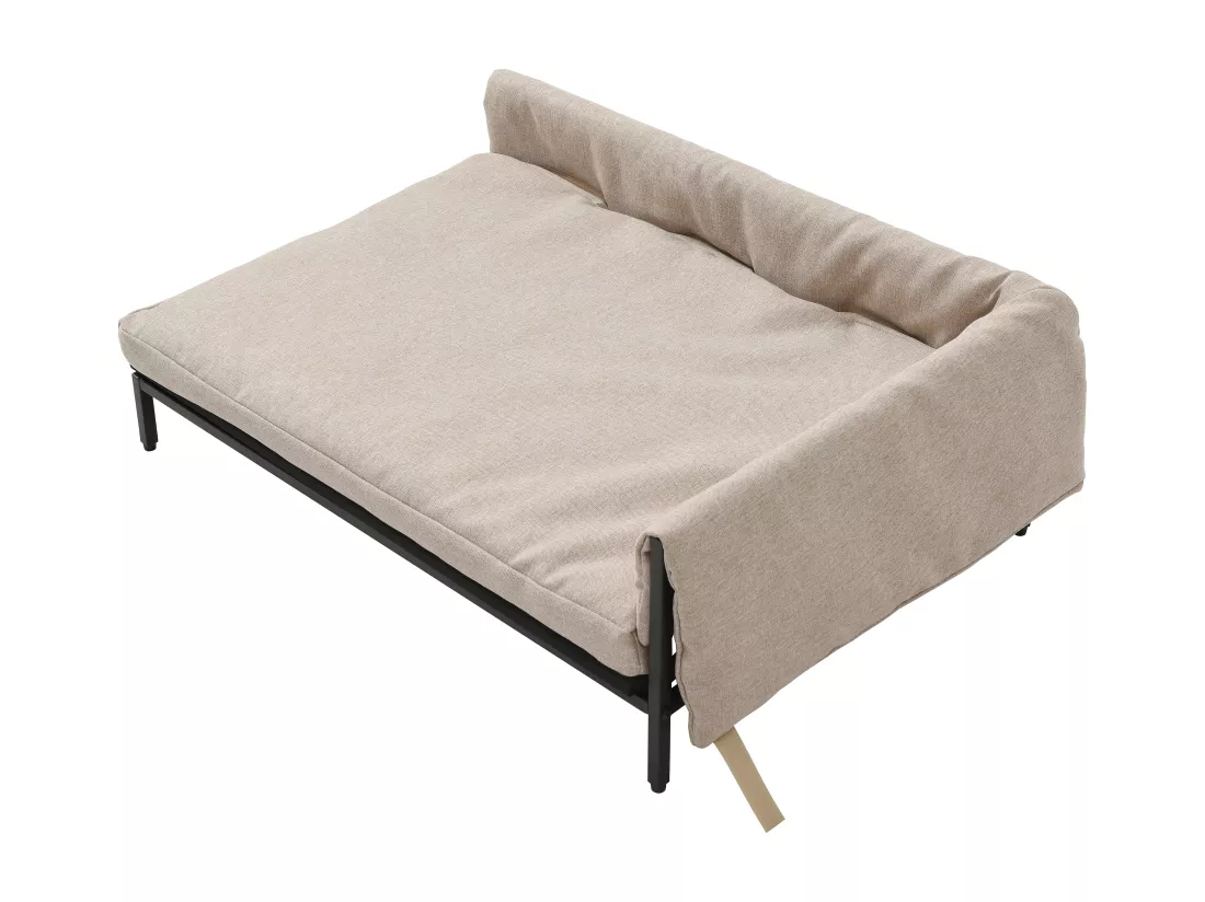 Canapé d'angle pour animaux en lin et piètement métal - Beige - L. 80 x P. 58 x H. 28 cm - SIPARIA