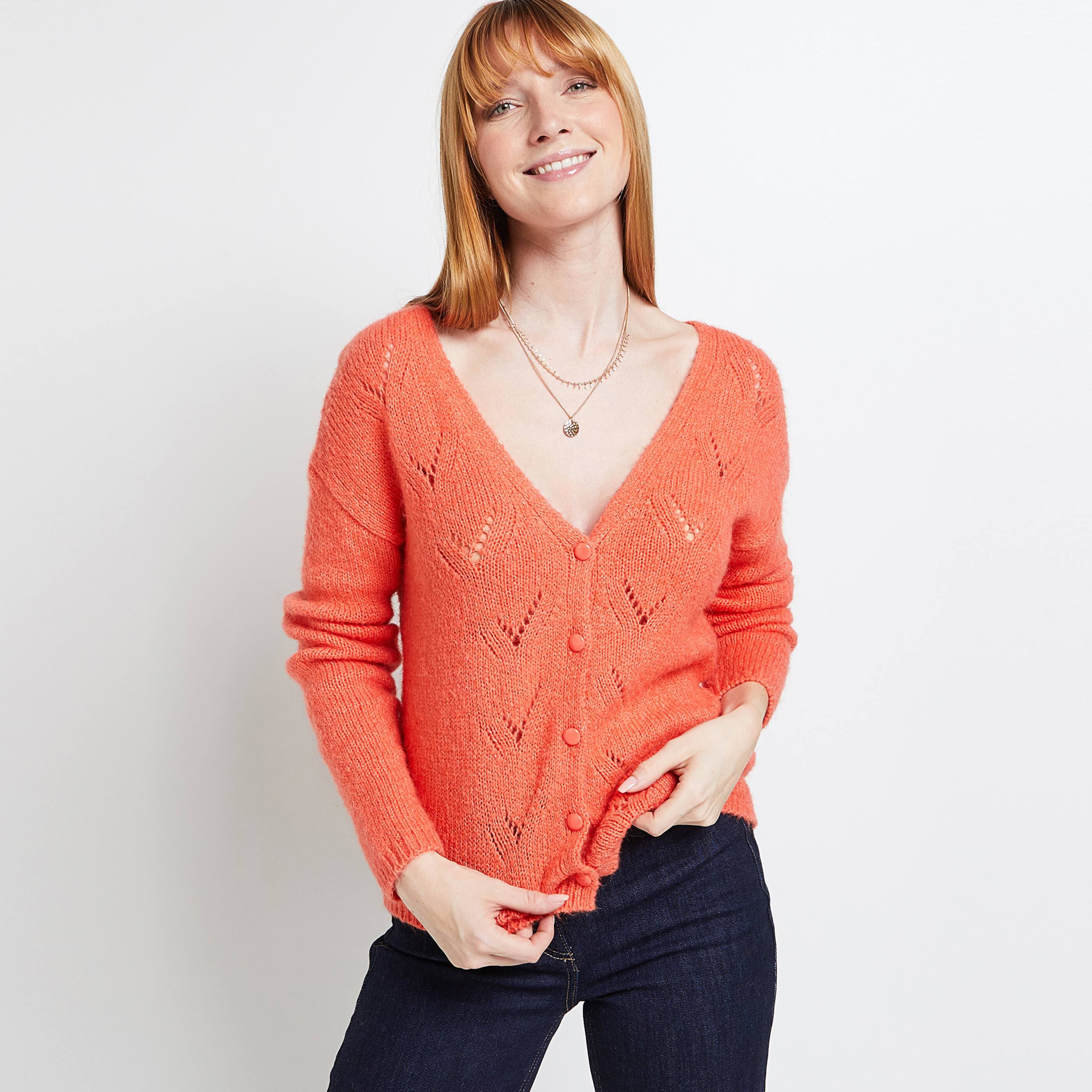 Gilet col V ajouré femme - PECHE