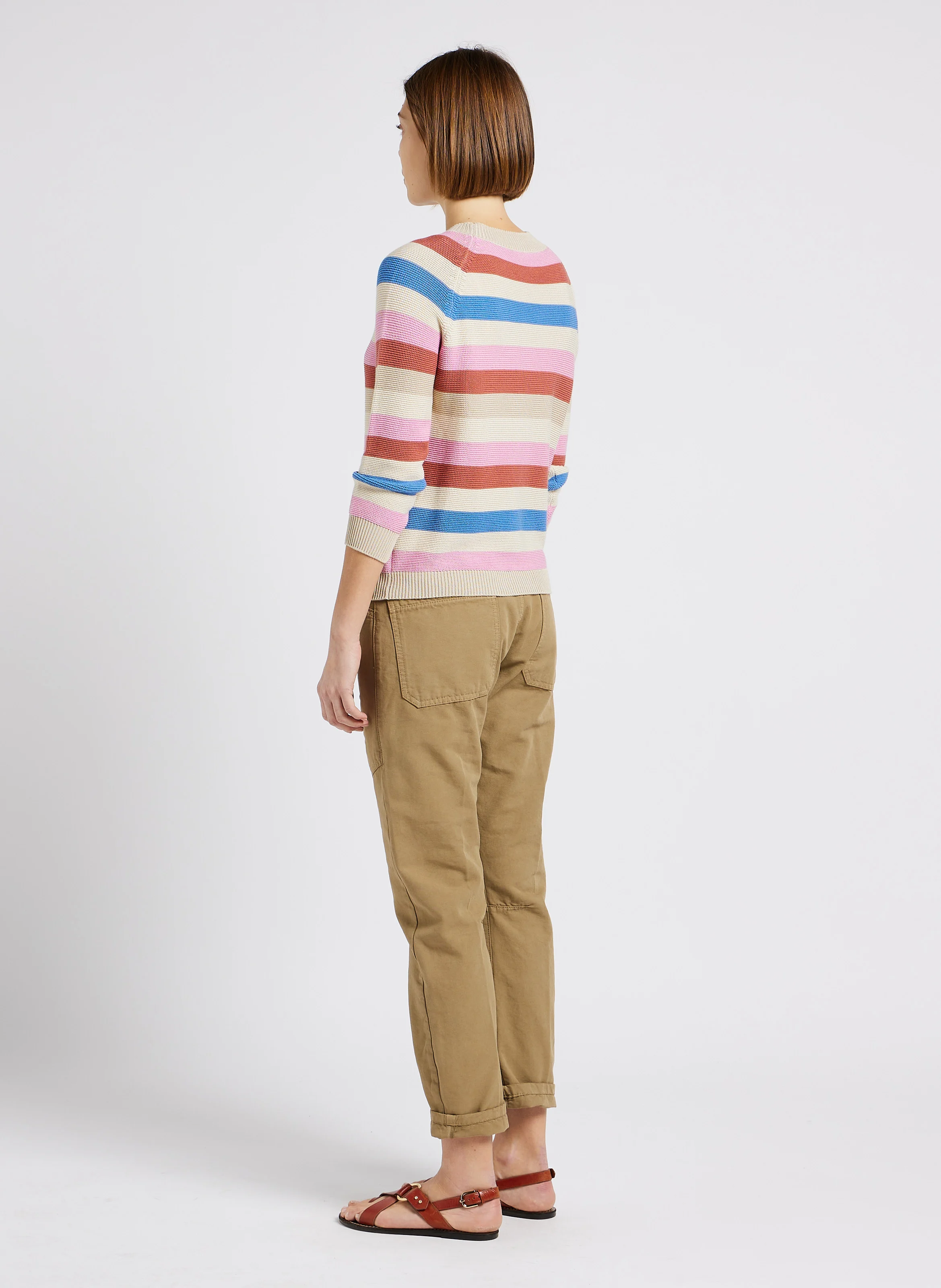 SEAN - Jean droit taille haute en coton | Kaki